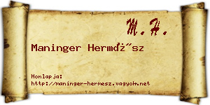 Maninger Hermész névjegykártya